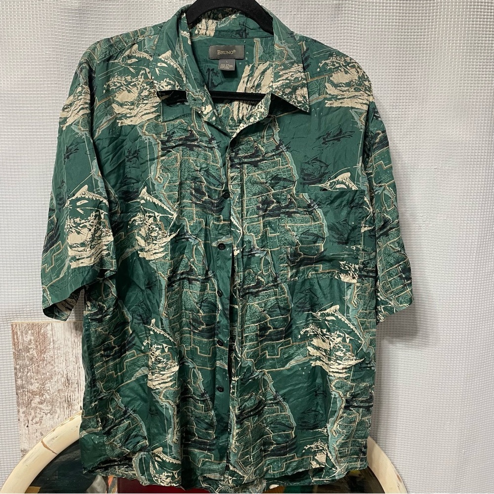 BRUNO Men’s Casual Silk Shirt size Large